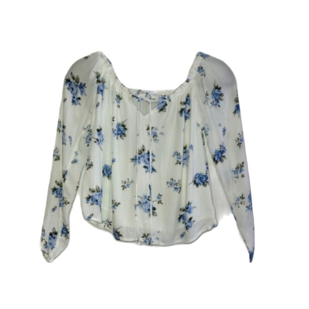 Hollister Floral Long Sleeved Scoop Neck Blouse